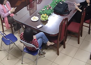 The teacher dangling and shoeplay after class in her office 57