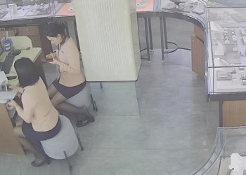 The jewelry store girls in black nylon dangling shoeplay daily show 25