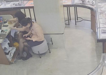 The jewelry store girls in black nylon dangling shoeplay daily show 34