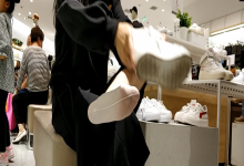 It's a great opportunity to watch lady's feet as her buying shoes 32