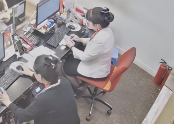 The jewelry store hostess manager show us her cute feet 23