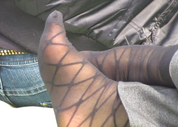 The beautiful girl took off her high heels and relaxed her feet 5