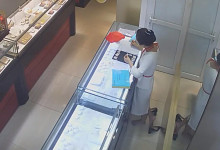 The jewelry store hostess in white dress great dipping shoeplay 23