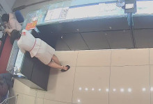 The jewelry store hostess in white dress great dipping shoeplay 30