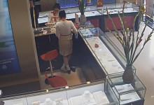 The jewelry store hostess in white dress great dipping shoeplay 32