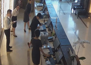 The hotel receptionist stand up great dipping shoeplay 9