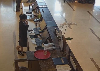 The hotel receptionist stand up great dipping shoeplay 13