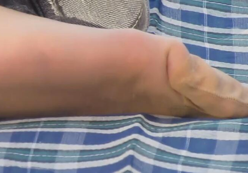 The beautiful girl took off her high heels and relaxed her feet 11