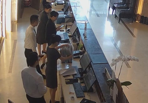 The hotel receptionist stand up great dipping shoeplay 9