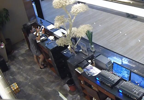 The hotel receptionist stand up great dipping shoeplay 11