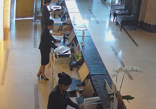 The hotel receptionist stand up great dipping shoeplay 12