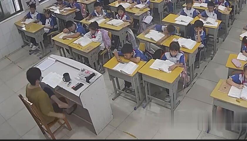The primary school teacher relax her tired feet 9