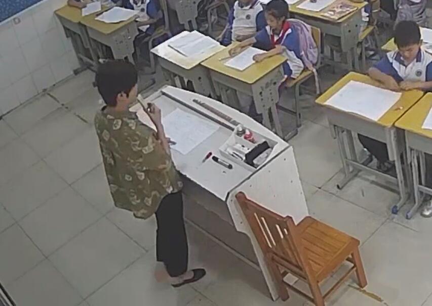 The primary school teacher relax her tired feet 10