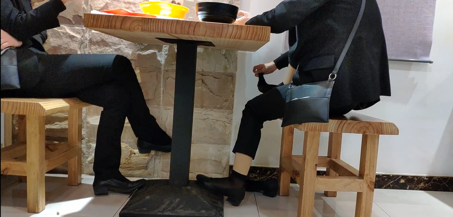 It's a great opportunity to watch lady's dangling and shoeplay when her having lunch 20