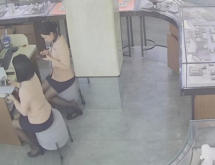 The jewelry store girls in black nylon dangling shoeplay daily show 25